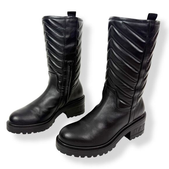 New Italian MARC ELLIS black leather motorcycle platform combat boots - Picture 2 of 16